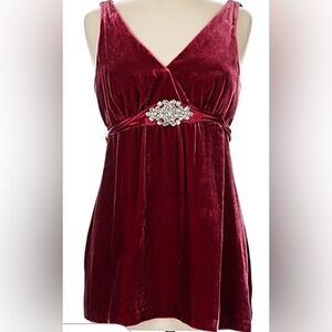 Burgundy velvet sleeveless top